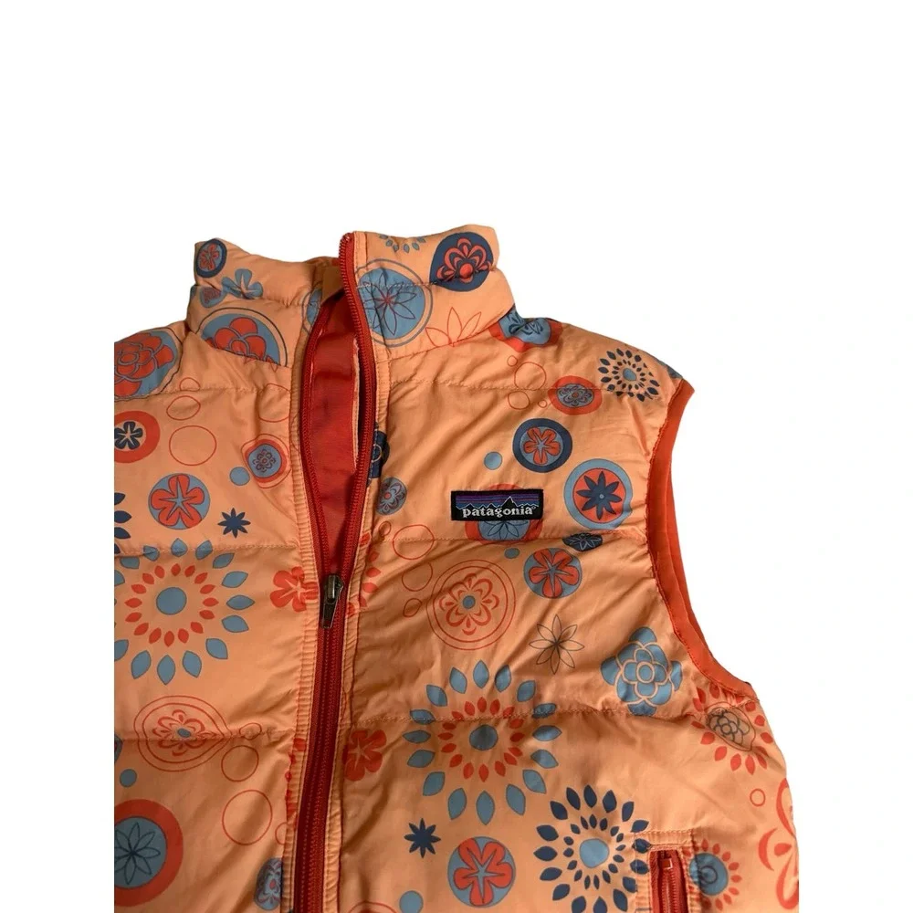 Patagonia Girls Goose Down Orange Puffer Vest Size M‎